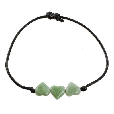 Alternate image for Jade Heart Pendant Bracelet in Light Green from Guatemala Maya Love in Light Green