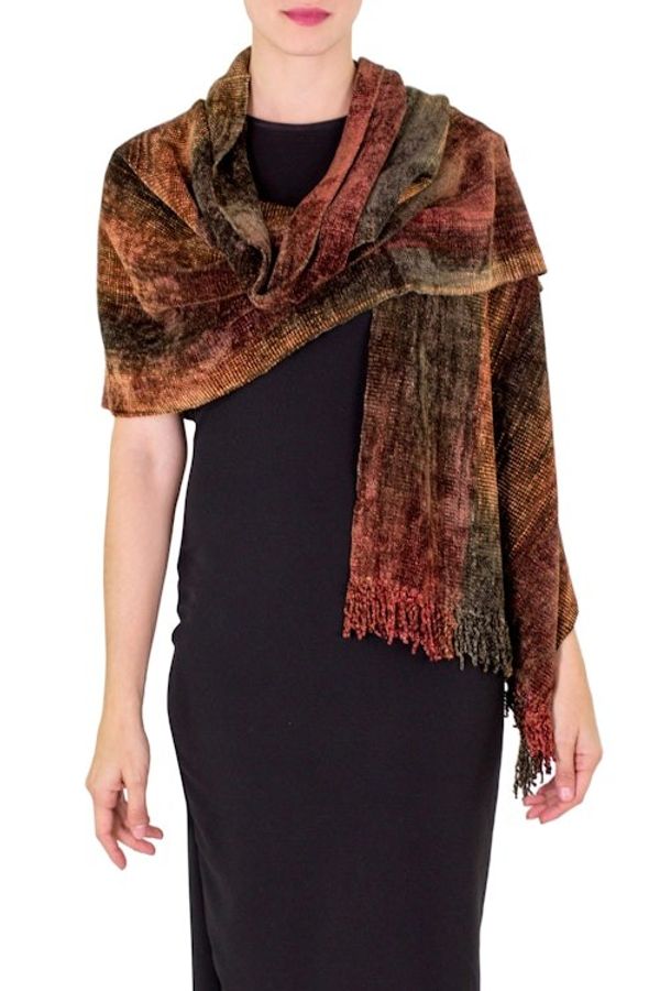 Alternate image for Unique Rayon from Bamboo Chenille Shawl Volcano Land