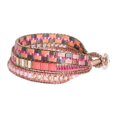 Alternate image for Multi-Strand Beaded Bracelet with Pewter Button Closure Tropic Shine