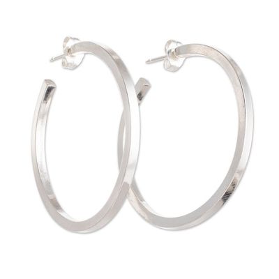 Alternate image for Classic Sterling Silver Half-Hoop Earrings from Guatemala Classic Glamor