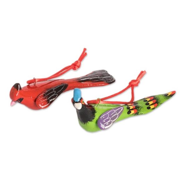 Alternate image for Central American Ceramic Bird Ornaments Set of 6 Forest Birds