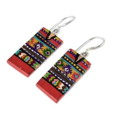 Alternate image for Artisan Painted Wood Earrings San Juan Comalapa