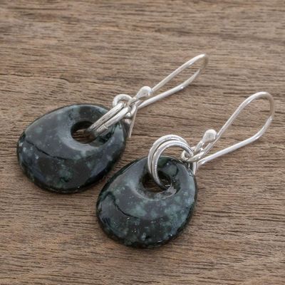 Alternate image for Jade dangle earrings Green Jaguar Night