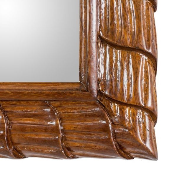 Alternate image for Artisan Crafted Sustainable Wood Wall Mirror from Guatemala Rolling Waves
