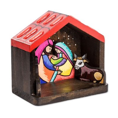 Alternate image for Handmade Wood Christmas Nativity Scene from El Salvador Peaceful Beginning
