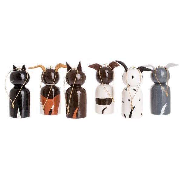 Alternate image for Hand-painted Reclaimed Wooden Ornaments Set of 6 Loyal Friends