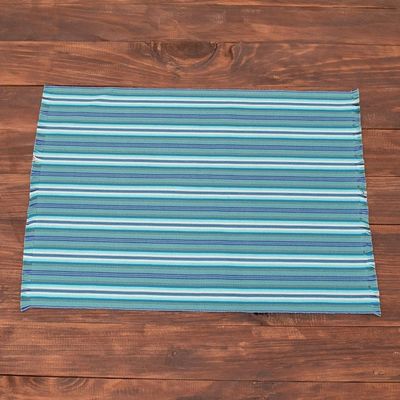 Alternate image for Blue Striped Placemats Set of 6 Tecpan Tradition