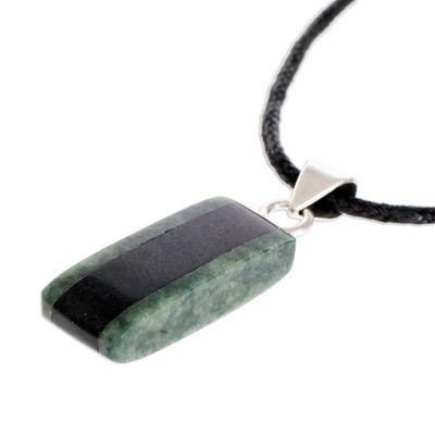 Alternate image for Striped Green and Black Jade Pendant Necklace from Guatemala Black Forest Road