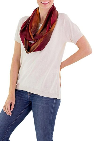 Alternate image for Handcrafted Rayon Infinity Scarf Fiery Ethereal Inspiration