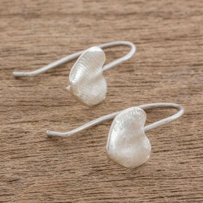 Alternate image for Heart-Shaped Fine Silver Drop Earrings from Guatemala Fingerprint Hearts