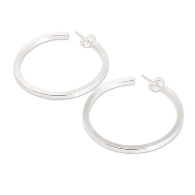 Alternate image for Classic Sterling Silver Half-Hoop Earrings from Guatemala Classic Glamor