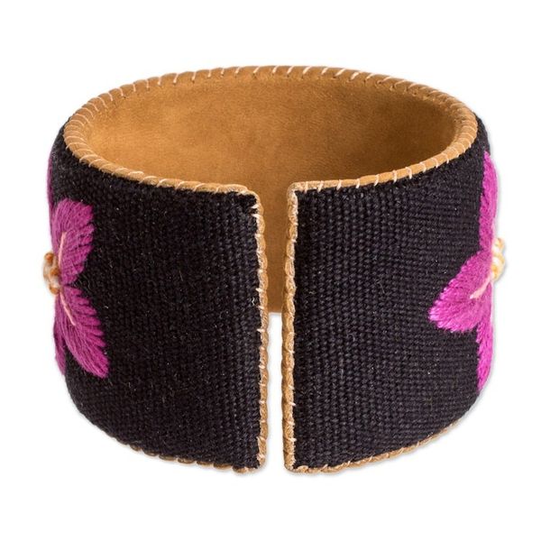 Alternate image for Handmade Suede Floral Bracelet from Guatemalan Artisan Soft Spring