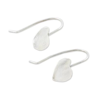 Alternate image for Heart-Shaped Fine Silver Drop Earrings from Guatemala Fingerprint Hearts