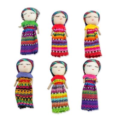 Alternate image for Six Cotton Worry Dolls and Pinewood Boxes from Guatemala Country Treasures