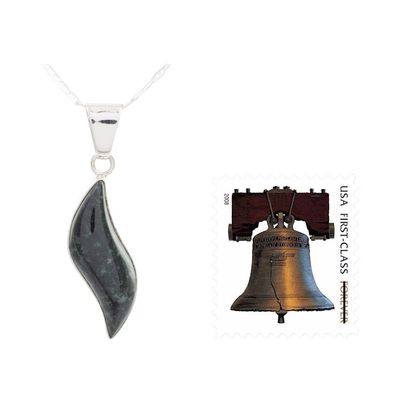 Alternate image for Sterling Silver Pendant Jade Necklace Floating in the Breeze