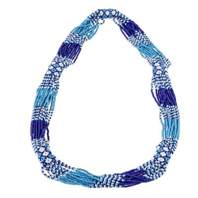 Alternate image for Blue Torsade Necklace Made from Glass Beads Cobalt and Turquoise Harmony