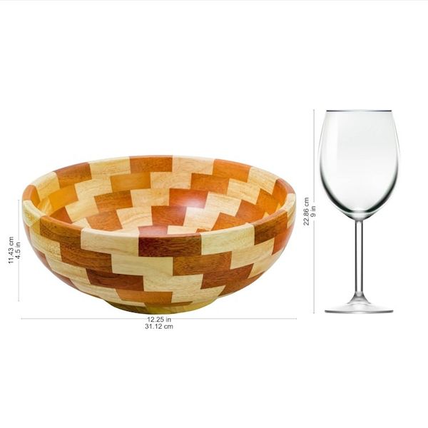 Alternate image for Artisan Crafted Natural Mahogany Palo Blanco Wood Bowl Stairway of Nature