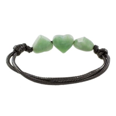 Alternate image for Jade Heart Pendant Bracelet in Light Green from Guatemala Maya Love in Light Green