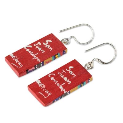 Alternate image for Artisan Painted Wood Earrings San Juan Comalapa