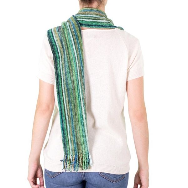 Alternate image for Guatemalan Rayon Chenille Scarf Rainforest