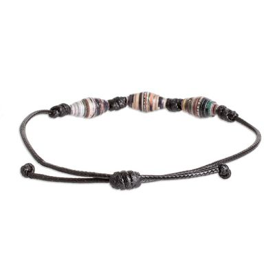 Alternate image for Eco-Friendly Recycled Paper Beaded Bracelet in Black Night Energy