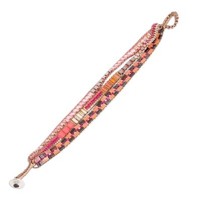 Alternate image for Multi-Strand Beaded Bracelet with Pewter Button Closure Tropic Shine