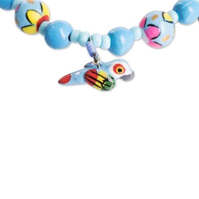 Alternate image for Handcrafted Ceramic Beaded Stretch Bracelet from Guatemala Macaws in the Sky