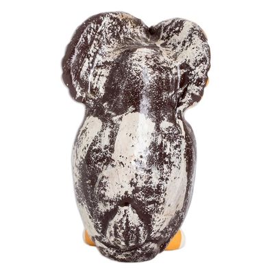 Alternate image for Handmade and Painted Ceramic Owl Figurine in Yellow Lively Tecolote