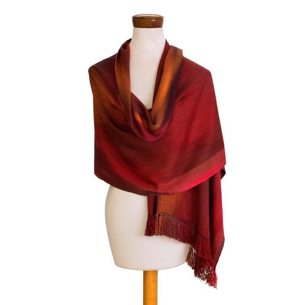 Alternate image for Unique Rayon Shawl Maya Firebird