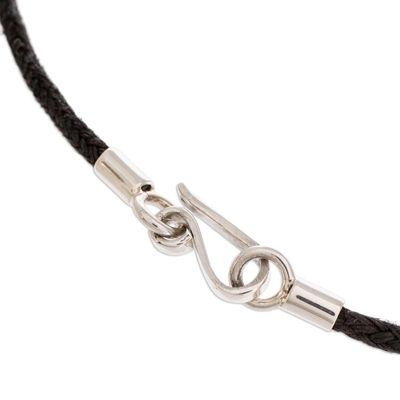 Alternate image for Striped Green and Black Jade Pendant Necklace from Guatemala Black Forest Road