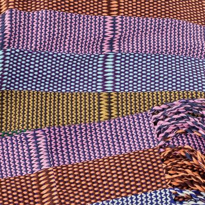 Alternate image for Rose and Amethyst Handwoven Guatemalan Cotton Shawl Amethyst Country Garden