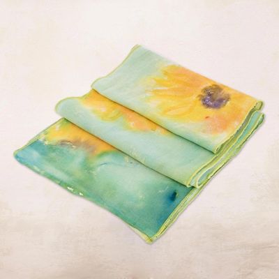 Alternate image for Hand-painted Floral Cotton Scarf from Costa Rica Sunflower