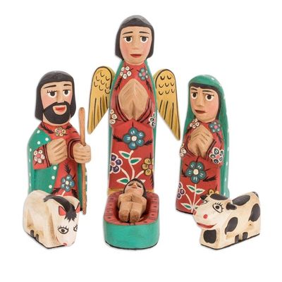 Alternate image for Hand Crafted Religious Wood Sculpture Set of 10 Peace