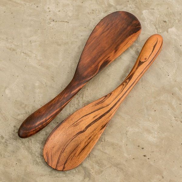Alternate image for Unique Wood Serving Utensils Pair Maya Cuisine