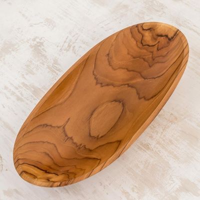 Alternate image for Handcrafted Teak Wood Centerpiece from Costa Rica Beautiful Grain