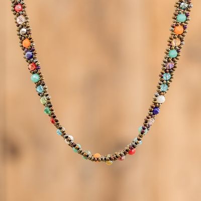 Alternate image for Crystal and Glass Beaded Necklace Handmade in Guatemala Magical Subtlety
