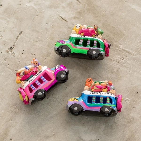Alternate image for Ceramic Refrigerator Magnets of Guatemalan Buses Set of 3 Assorted Old-Time Buses