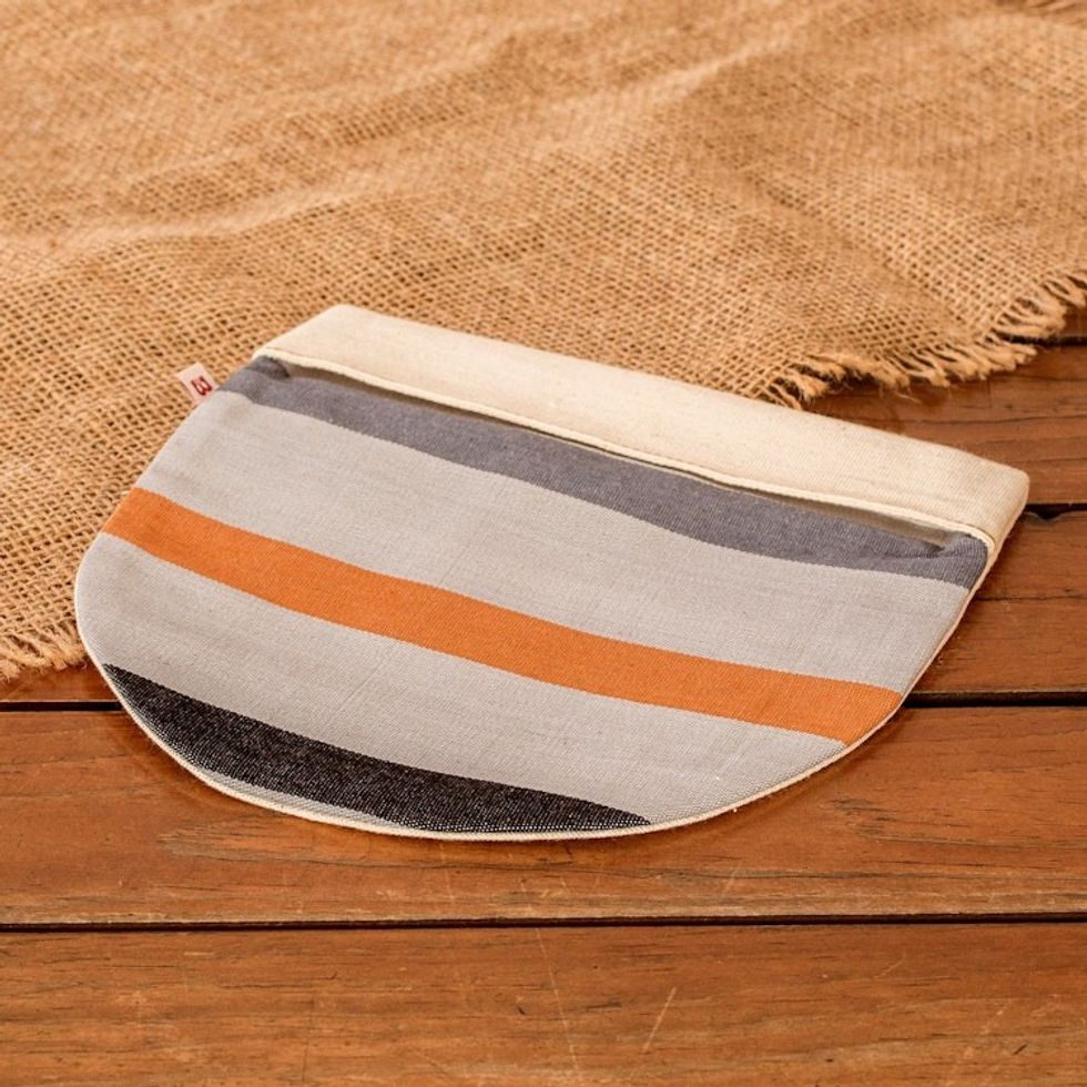 Striped Cotton Tortilla Warmer Hand-Woven in Guatemala 'Earth'