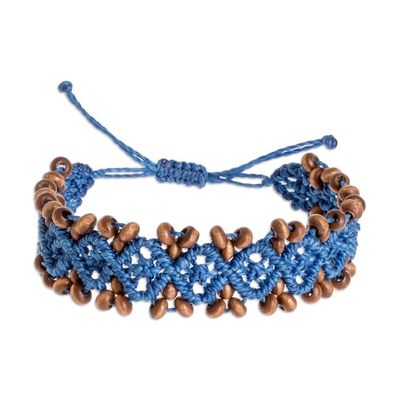 Alternate image for Ocean Blue Macrame Bracelet with Pinewood Beads Boats on Ocean