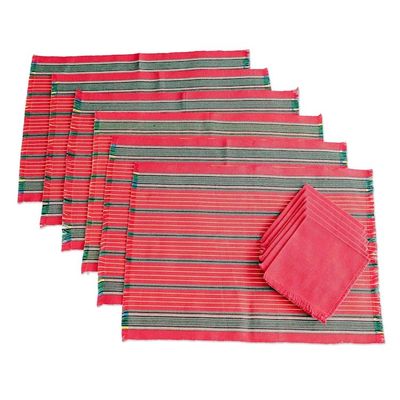 Alternate image for Red and Green Table Linens Set for 6 Red Christmas