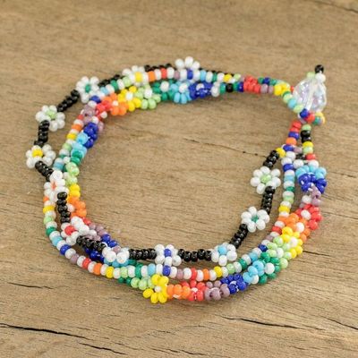 Alternate image for Floral Glass Bead Multi-Strand Bracelet from Guatemala Glass Garden