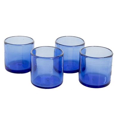 Alternate image for Recycled Glass Juice Glasses in Blue Set of 4 Profound Blue