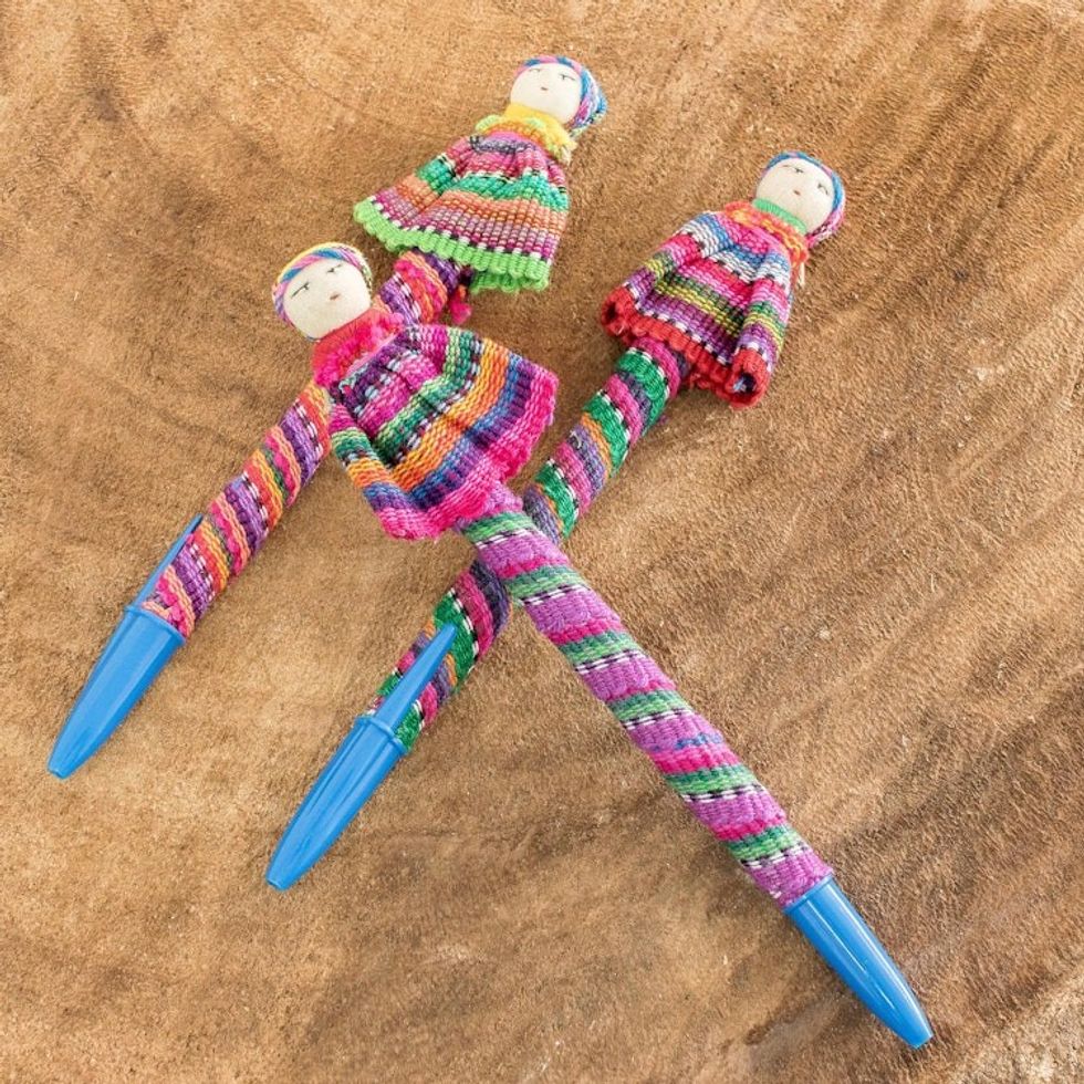 Handmade Worry Doll Pens Set of 3 'Quitapenas'