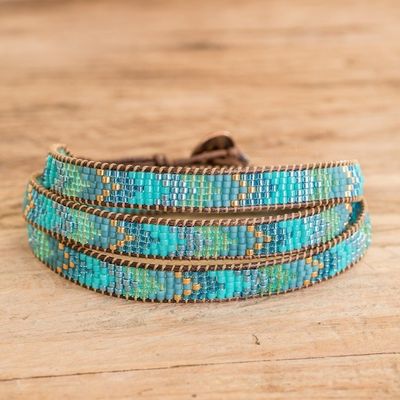 Alternate image for Handcrafted Glass Beaded Wrap Bracelet with Arrow Motifs Geometric Renovation