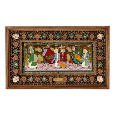Alternate image for Folk Scene in Traditional Uzbek Lacquer Miniature Art Style Caravan III