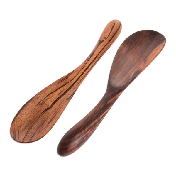 Alternate image for Unique Wood Serving Utensils Pair Maya Cuisine