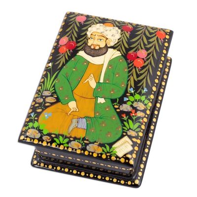 Alternate image for Handmade Black Walnut Wood Jewelry Box with Farmer in Green Thriving Harvest