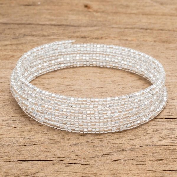 Alternate image for Glass Beaded Wrap Bracelet from Guatemala Brilliance of the Moon