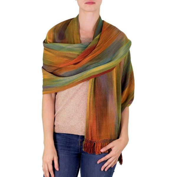 Alternate image for Guatemalan Rayon Shawl Natures Ethereal Inspiration
