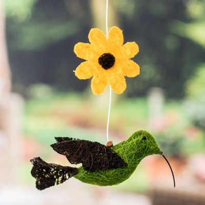 Alternate image for Costa Rican Handmade Natural Fiber Hummingbird Mobile Hummingbird House